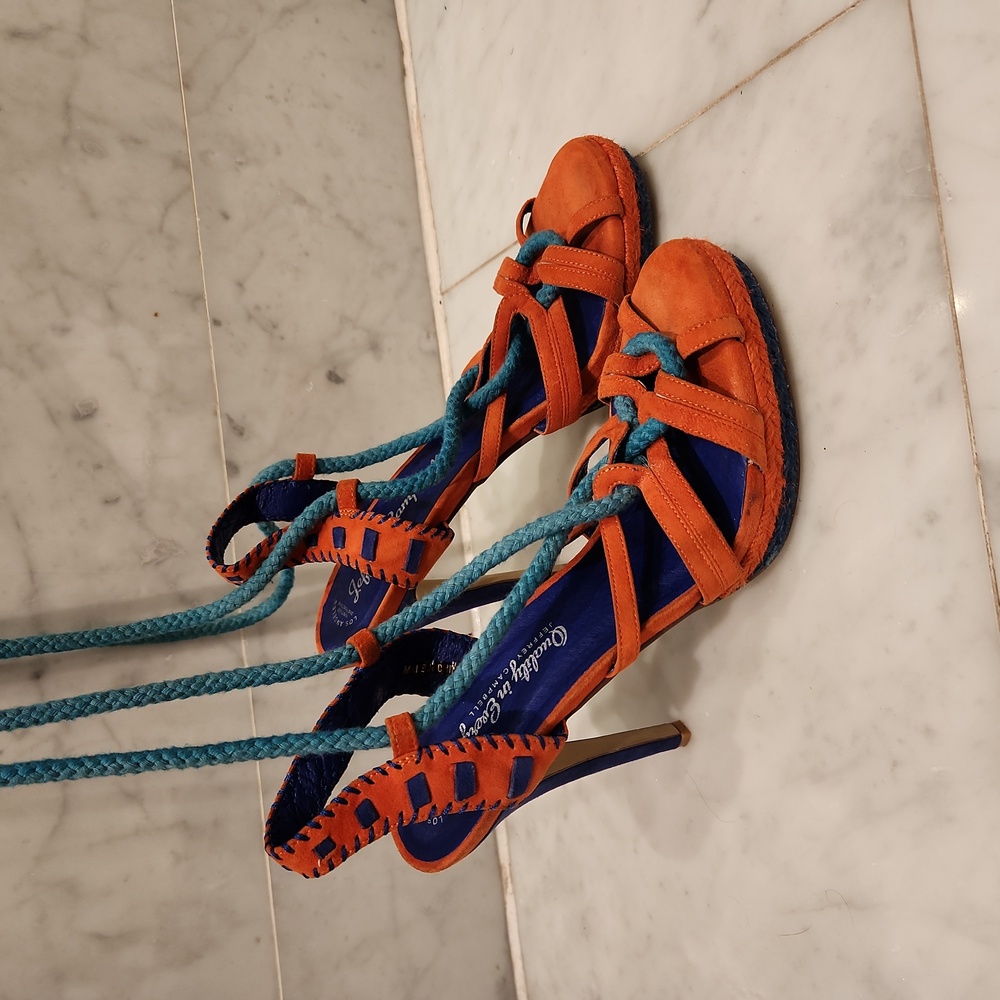 Jeffrey Campbell Orange and Blue Heels - Picture 2 of 5